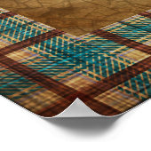 プレイド縁どフォークアートクリスマスツリーとオーナメント ポスター (角)