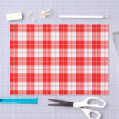 プレイド赤と白パターンティッシュペーパー 薄葉紙 (クラフト)