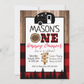 プレイド赤と黒1ハッピーキャンパーボーイズキャンプ 招待状 (正面)