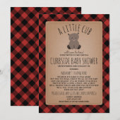 プレイド カーブサイド ベイビー シャワー ソーシャル ディスタンシング クマ 招待状 (正面/裏面)