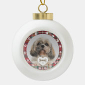 プレイド シー・ズー ペット フォト 親 子 クリスマス ホリデー セラミックボールオーナメント (正面)