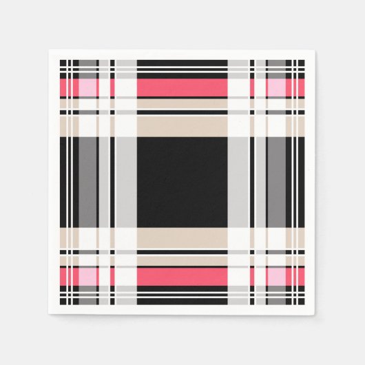 プレイド、タータンチェック スタンダードカクテルナプキン (正面)