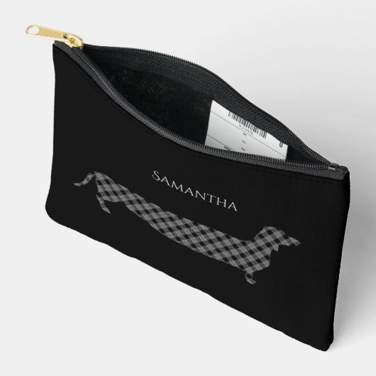 プレイド・ダシュントパーソナライズされた・オン・ブラック アクセサリーポーチ (見開き)