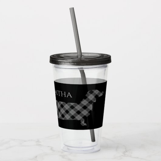 プレイド・ダシュントパーソナライズされた・オン・ブラック アクリルタンブラー (左)
