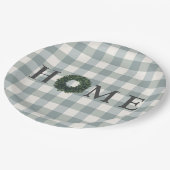 プレイド"ホーム"タイポグラフィスタイリッシュファームハウスデコール ペーパープレート (アングル)