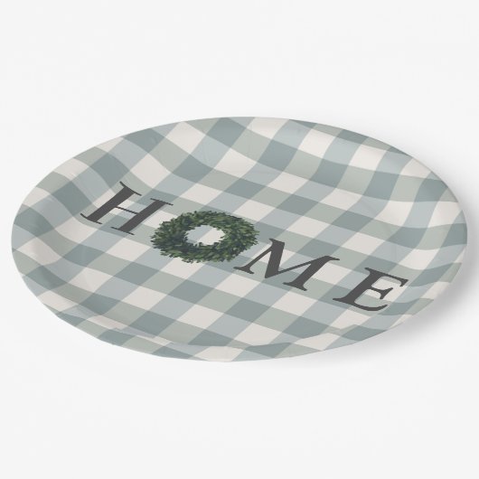 プレイド"ホーム"タイポグラフィスタイリッシュファームハウスデコール ペーパープレート (アングル)