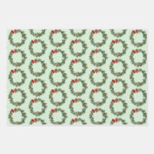 プレイド+ボタニカルリースヴィンテージそりクリスマス ラッピングペーパーシート (正面2)