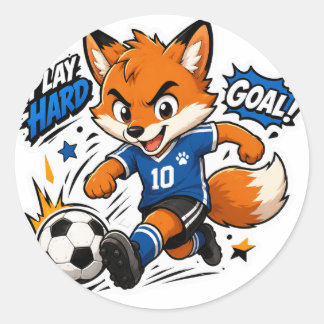 プレイハードゴール キツネ サッカー ステッカー