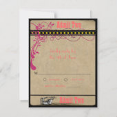 プレイビルチケットRSVPラズベリーコーラルアンドイエロー 招待状 (裏面)