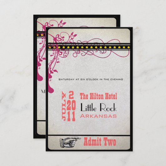 プレイビルチケットRSVP (3.5 x 5) 招待状 (正面/裏面)