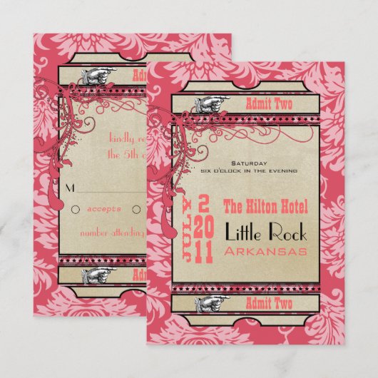 プレイビルチケットRSVP (3.5 x 5) 招待状 (正面/裏面)