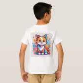 プレイフルキッズキュート猫デザインTシャツ子供へ Tシャツ (裏面フル)