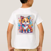 プレイフルキッズキュート猫デザインTシャツ子供へ Tシャツ (裏面)