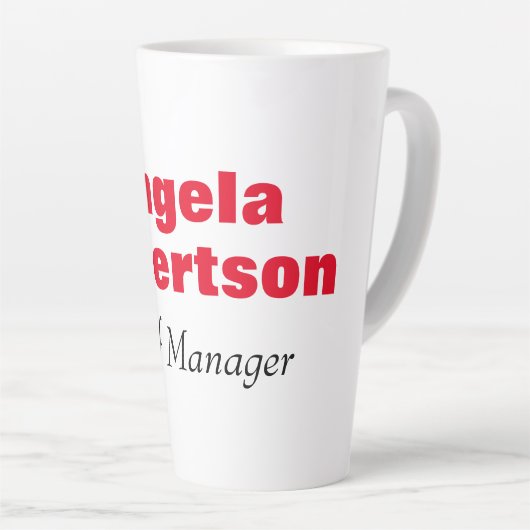 プレイモダンンシンプルミニマルな赤いホワイトアッド名 カフェラテマグ (右アングル)