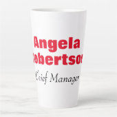 プレイモダンンシンプルミニマルな赤いホワイトアッド名 カフェラテマグ (正面)