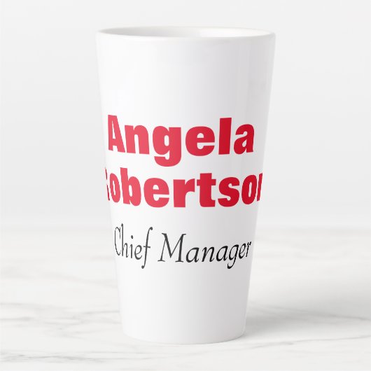 プレイモダンンシンプルミニマルな赤いホワイトアッド名 カフェラテマグ (正面)