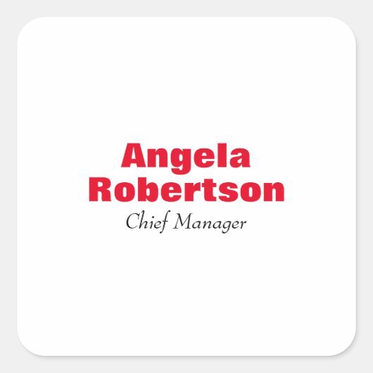 プレイモダンンシンプルミニマルな赤いホワイトアッド名 スクエアシール (正面)