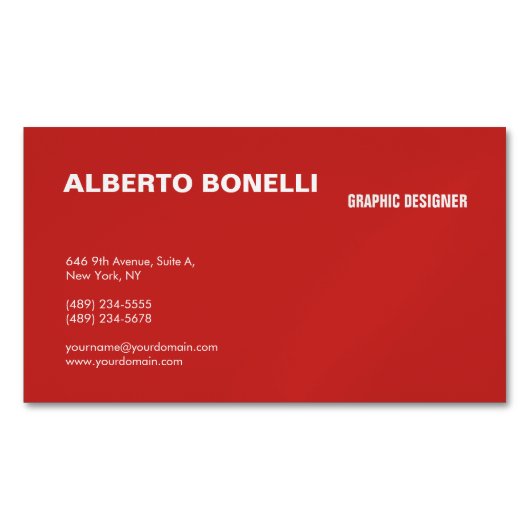 プレイモダンンミニマリスト赤白プロフェッショナル マグネット名刺 (正面)