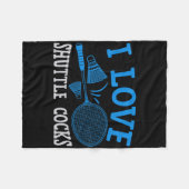 プレイヤーおもしろいラブバドミントンのジョーク私はシャトルSを愛 フリースブランケット (正面(横))