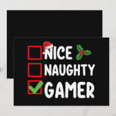 プレイヤーの良い子悪い子リスト ゲーマーのクリスマス サンタ 招待状 (正面/裏面)