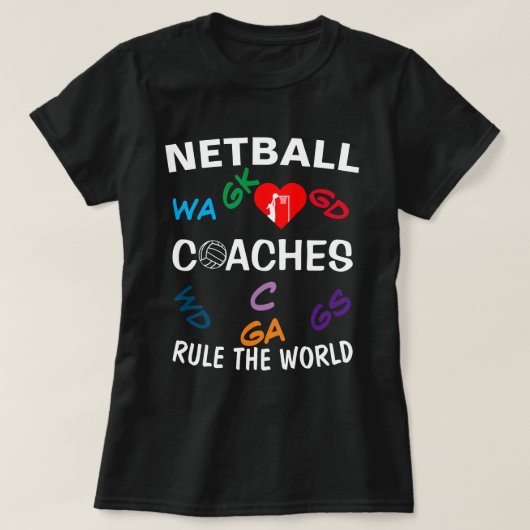 プレイヤーのNetballコーチルール Tシャツ (デザイン正面)