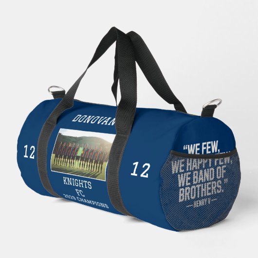 プレイヤーパーソナライズされた名チームの写真感動的 ダッフルバッグ (右コーナー)