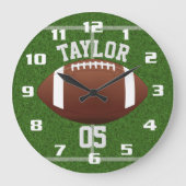 プレイヤー名とナンバーサッカーをパーソナライズクールする ラージ壁時計 (正面)