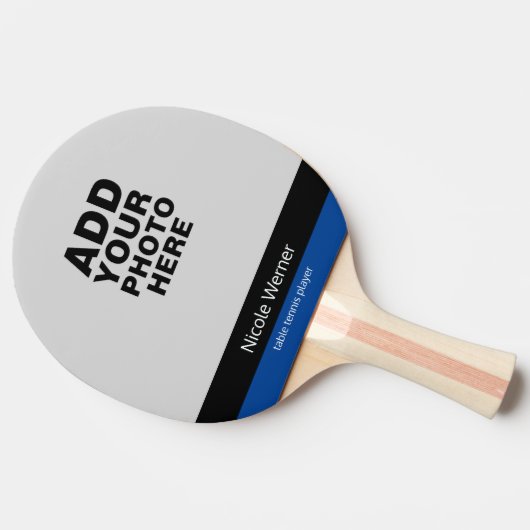 プレイヤー名の付いた2枚の写真（両面） 卓球ラケット (横)
