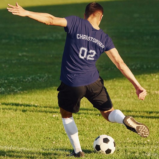 プレイヤー名の作成ジャージー番号メンズブルーコットン Tシャツ