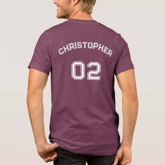 プレイヤー名の作成ジャージー番号Mens Maroon トライブレンドTシャツ (裏面)