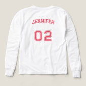 プレイヤー名ジャージーナンバーガールズホワイト長袖 (デザイン背面)
