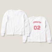 プレイヤー名ジャージーナンバーガールズホワイト長袖 (デザイン 正面＆背面)