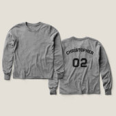 プレイヤー名ジャージーナンバーグレーボーイズ長袖 (デザイン 正面&背面)