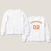 プレイヤー名ジャージーナンバーボーイズ白長袖 (デザイン 正面＆背面)