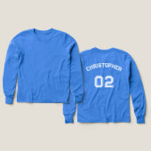 プレイヤー名ジャージーナンバーボーズブルー長袖 (デザイン 正面＆背面)