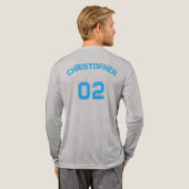プレイヤー名ジャージー番号Mensグレー長袖 トライブレンドＴシャツ (背面全体)