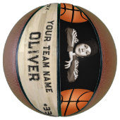 プレイヤー名番号Wood Keepsake写真 バスケットボール (縦)