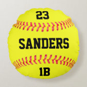 プレイヤー名、番号、ポジションFastpitchソフトボール ラウンドクッション (正面)