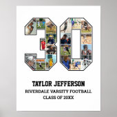 プレイヤー番号30シニアスポーツチーム写真コラージュ ポスター (正面)