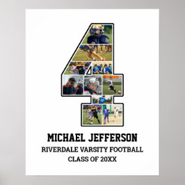 プレイヤー番号4シニアスポーツチーム写真コラージュ ポスター