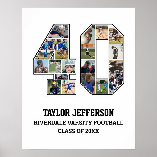プレイヤー番号40シニアスポーツチーム写真コラージュ ポスター (正面)