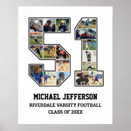 プレイヤー番号51シニアスポーツチーム写真コラージュ ポスター
