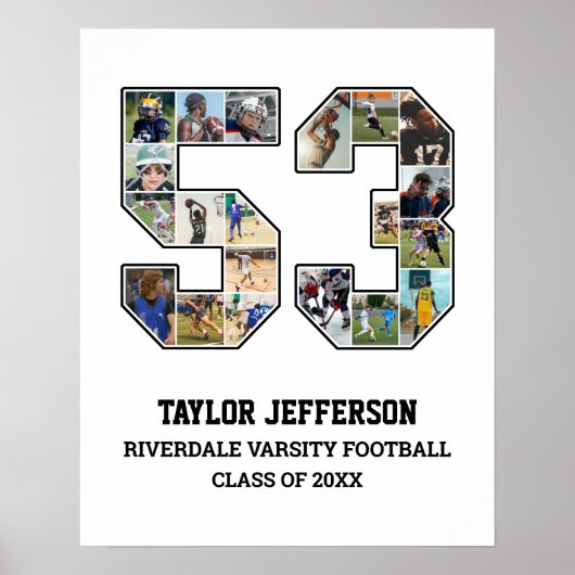 プレイヤー番号53シニアスポーツチーム写真コラージュ ポスター (正面)