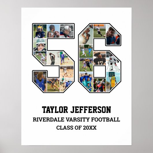 プレイヤー番号56シニアスポーツチーム写真コラージュ ポスター (正面)