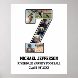 プレイヤー番号7シニアスポーツチーム写真コラージュ ポスター