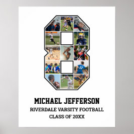 プレイヤー番号8シニアスポーツチーム写真コラージュ ポスター