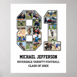 プレイヤー番号81シニアスポーツチーム写真コラージュ ポスター