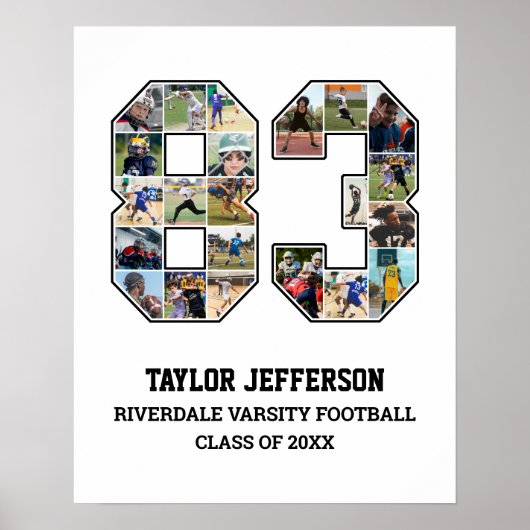 プレイヤー番号83シニアスポーツチーム写真コラージュ ポスター (正面)