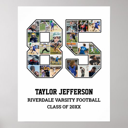 プレイヤー番号85シニアスポーツチーム写真コラージュ ポスター (正面)