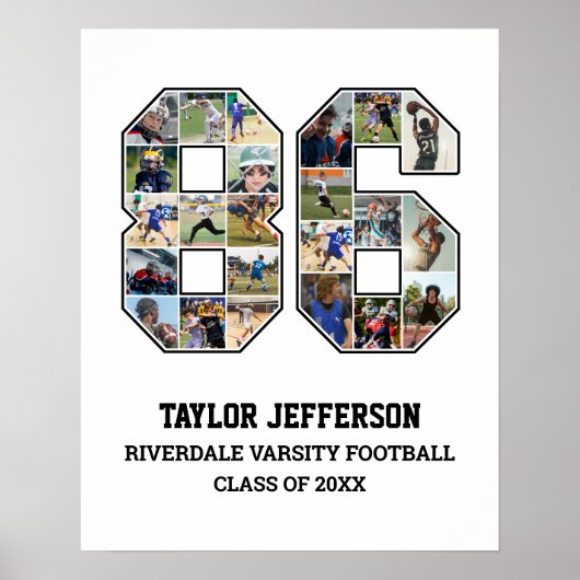 プレイヤー番号86シニアスポーツチーム写真コラージュ ポスター (正面)
